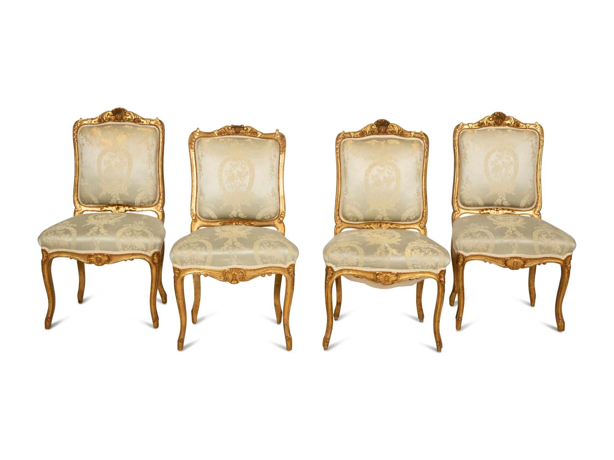 A Set of Four Régence Style Giltwood Side Chairs — Late 19th/Early 20th Century