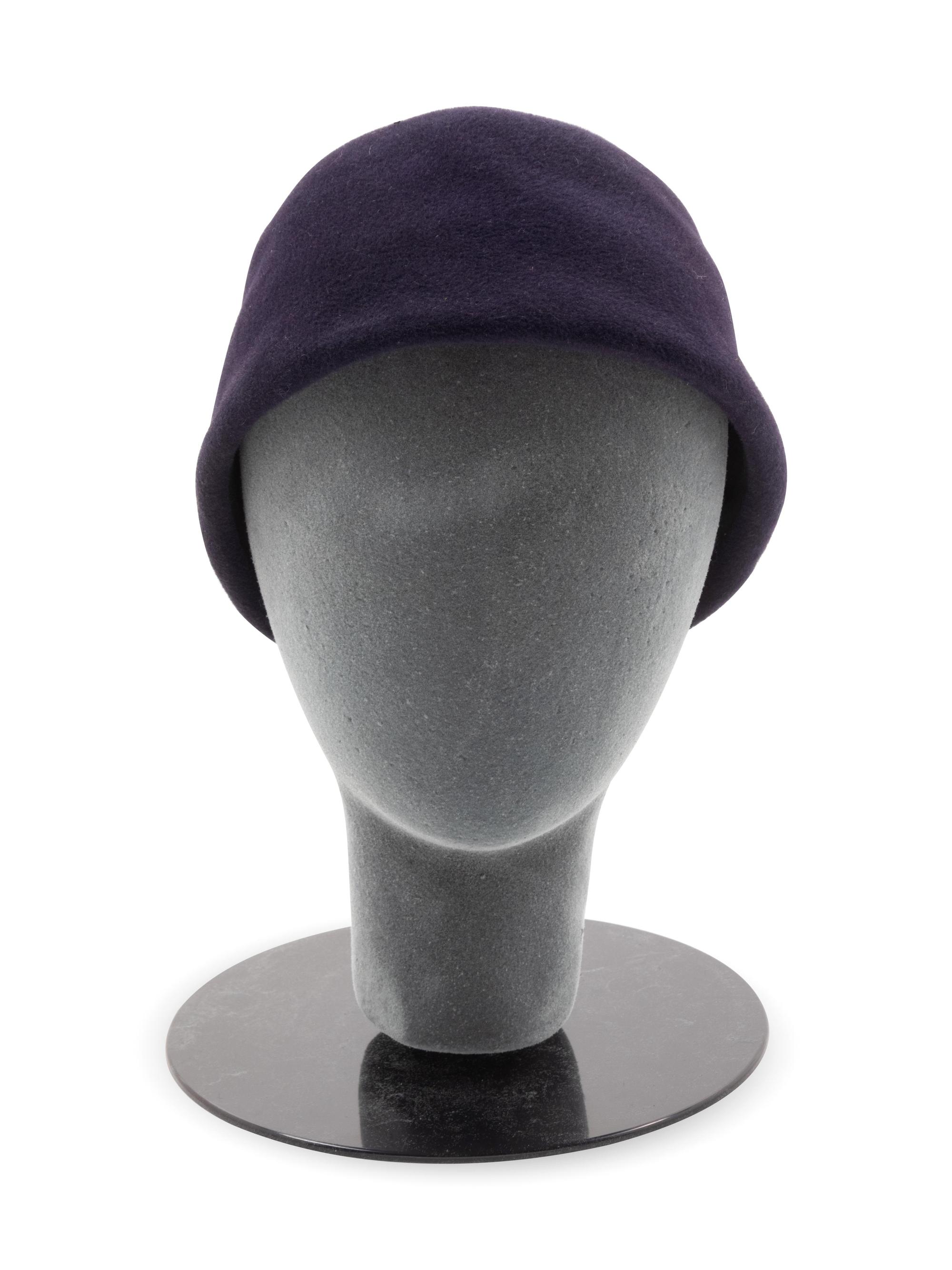 Yves Saint Laurent Dark Purple Cloche Hat, 1970s