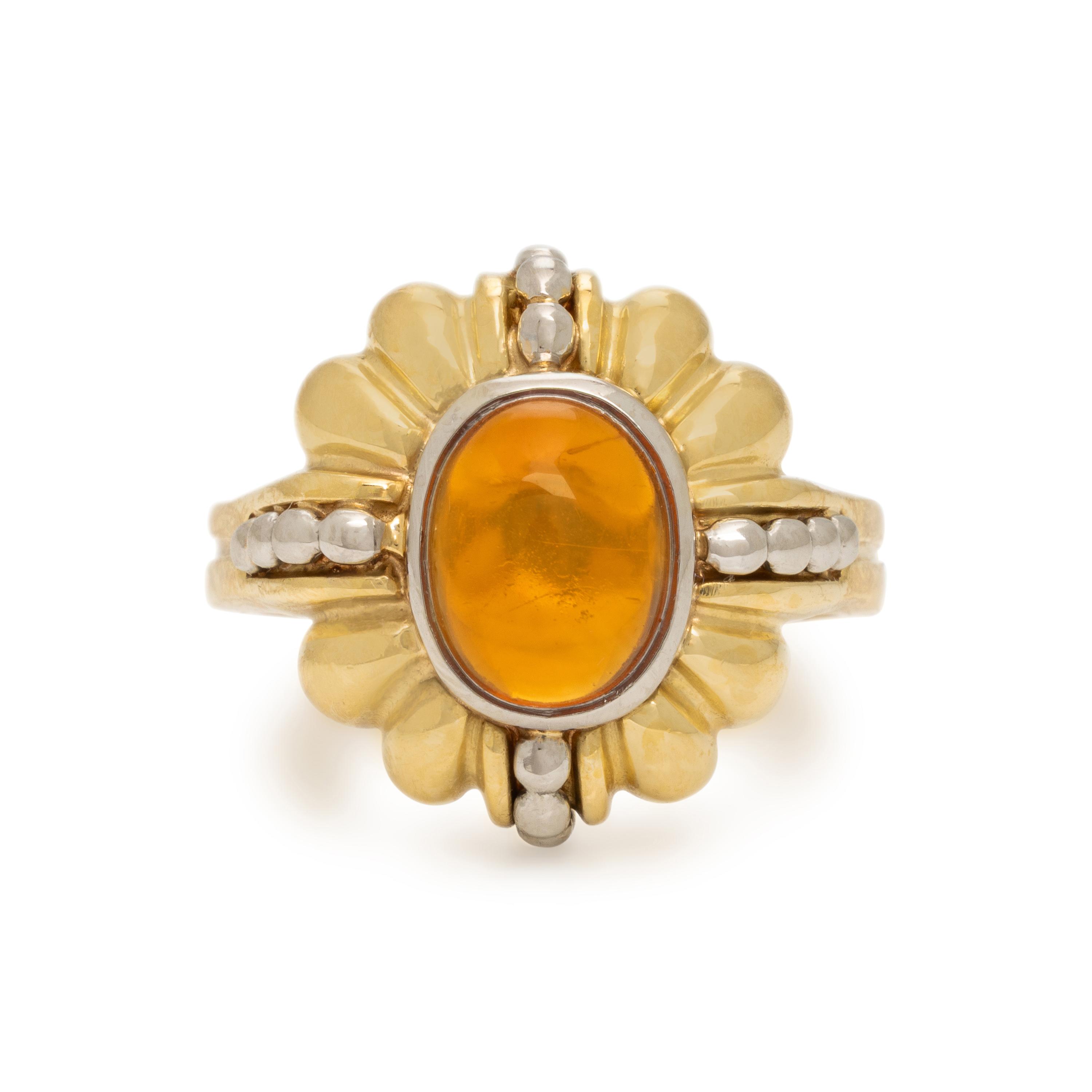 Lagos, 'Caviar', Citrine, Yellow Gold, and Platinum Ring