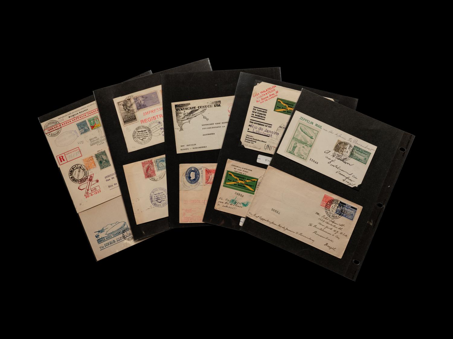 [FLIGHT COVERS] A Collection of Eleven Brazil Dispatched Zeppelin Flight Covers and Postcards.