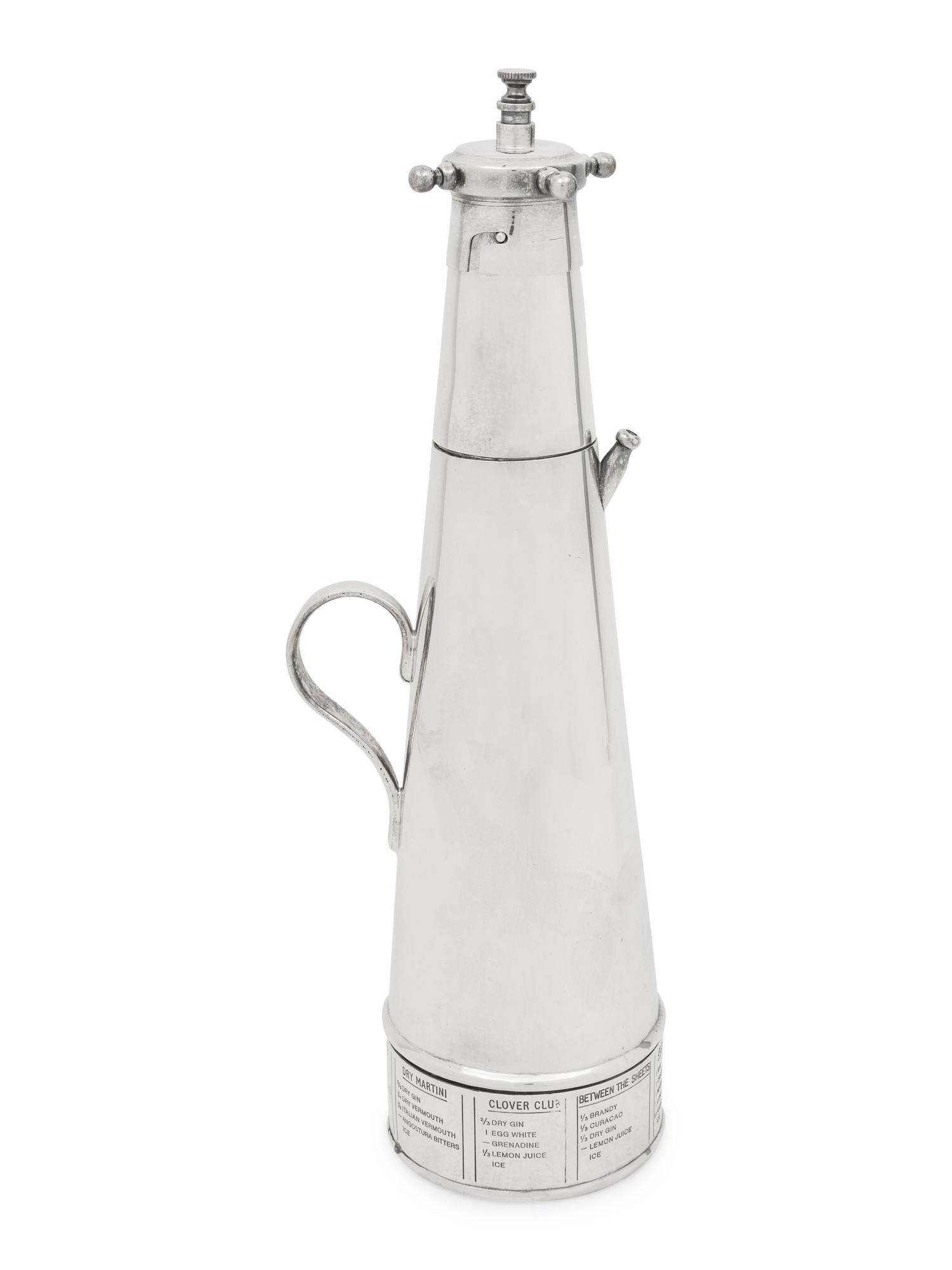 An English Silver-Plate The Thirst Extinguisher Cocktail Shaker