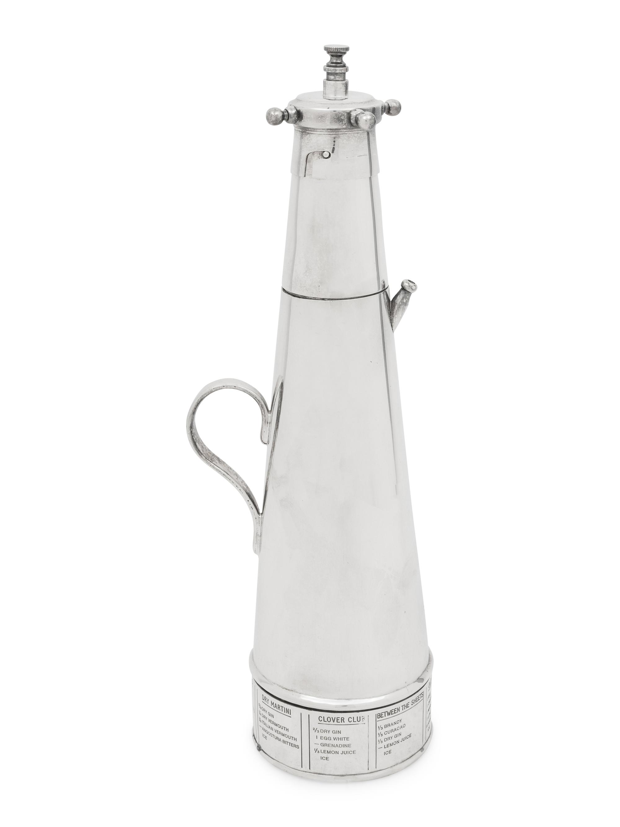An English Silver-Plate The Thirst Extinguisher Cocktail Shaker