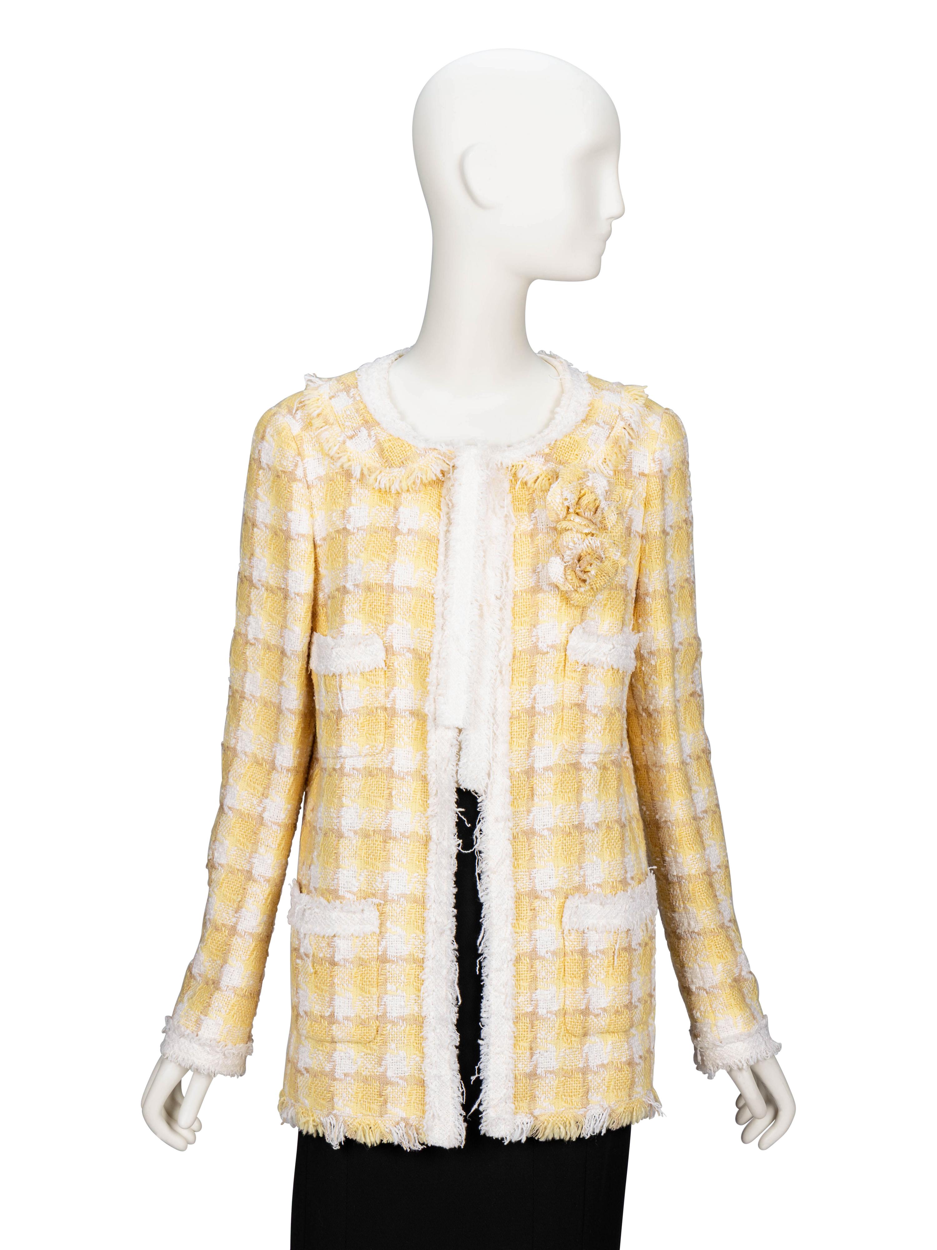 Chanel, Plaid Yellow Tweed Jacket