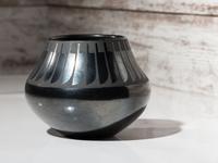 Blackware Pottery Jar, with Repeating Feathers 1943-1956