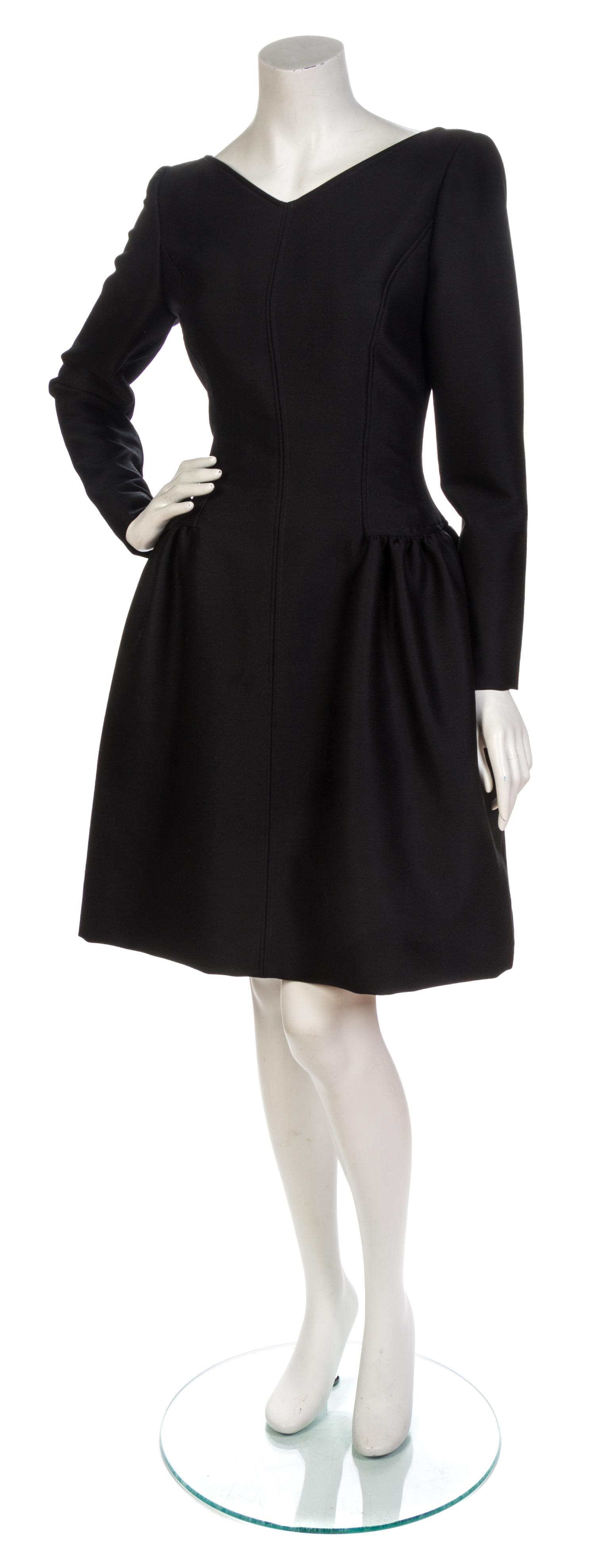 An Oscar de la Renta Black Sateen Cocktail Dress, Size 6.