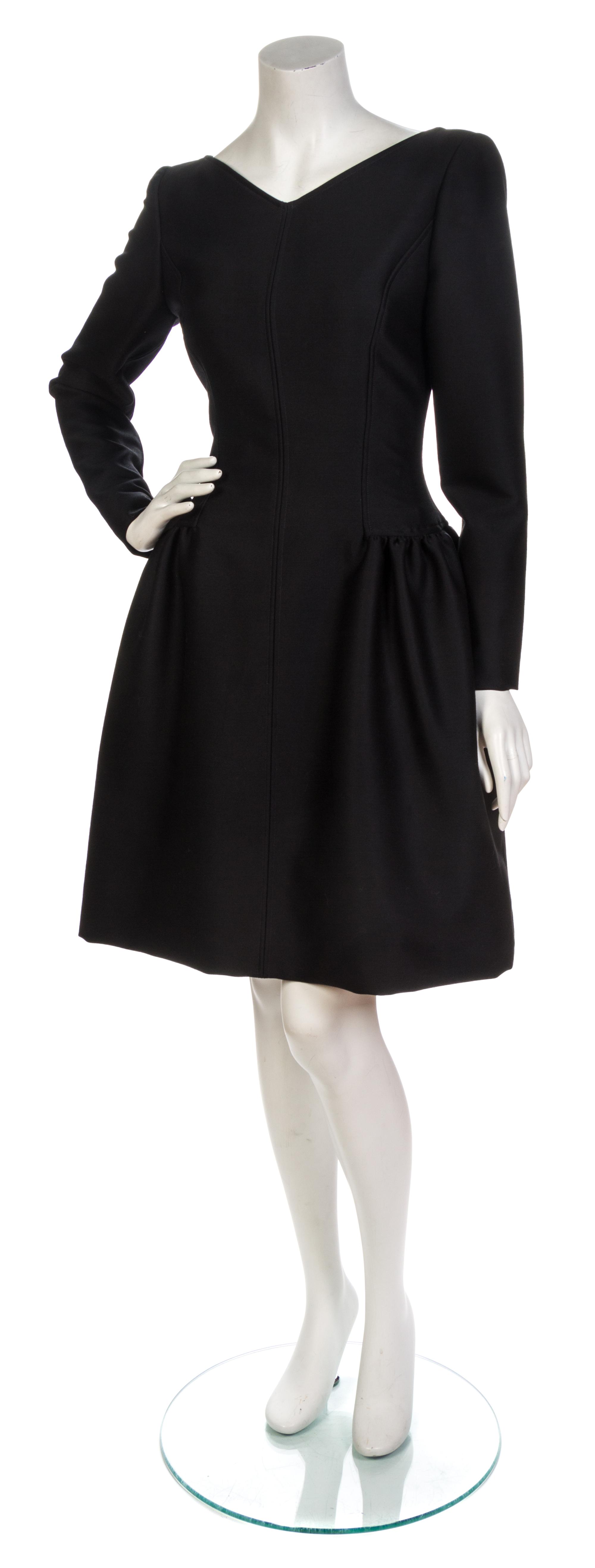 An Oscar de la Renta Black Sateen Cocktail Dress, Size 6.