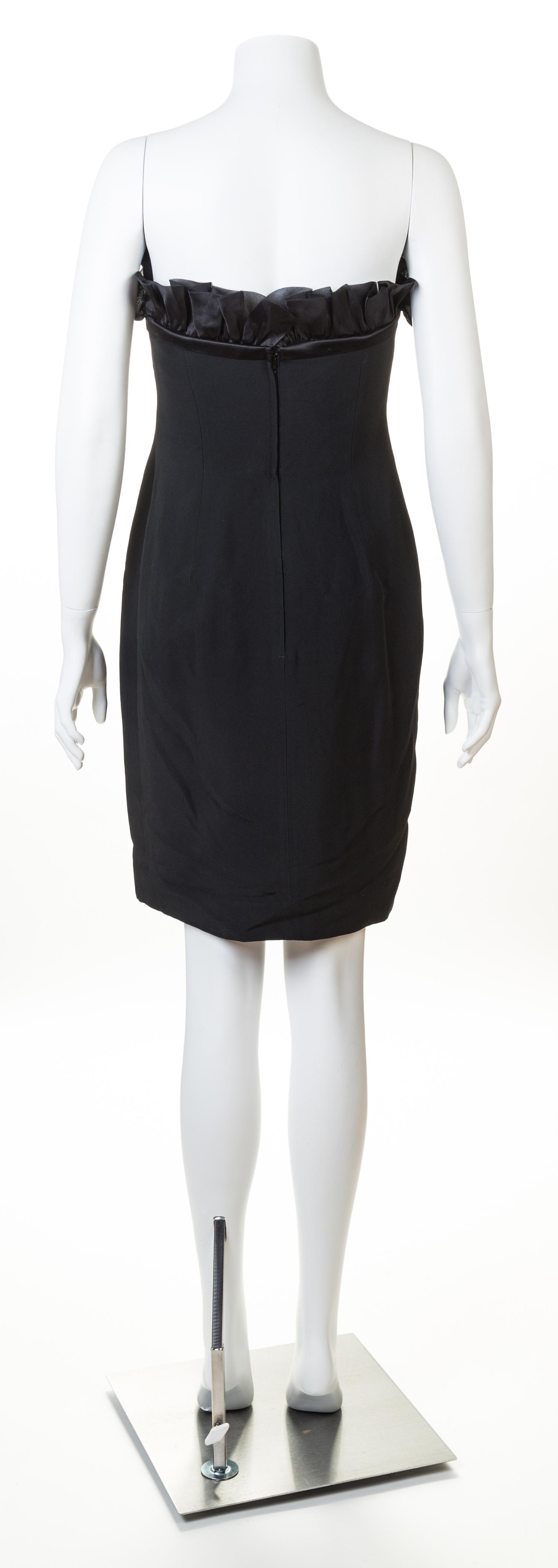 An Alberta Ferretti Black Silk Strapless Dress, Size 12.