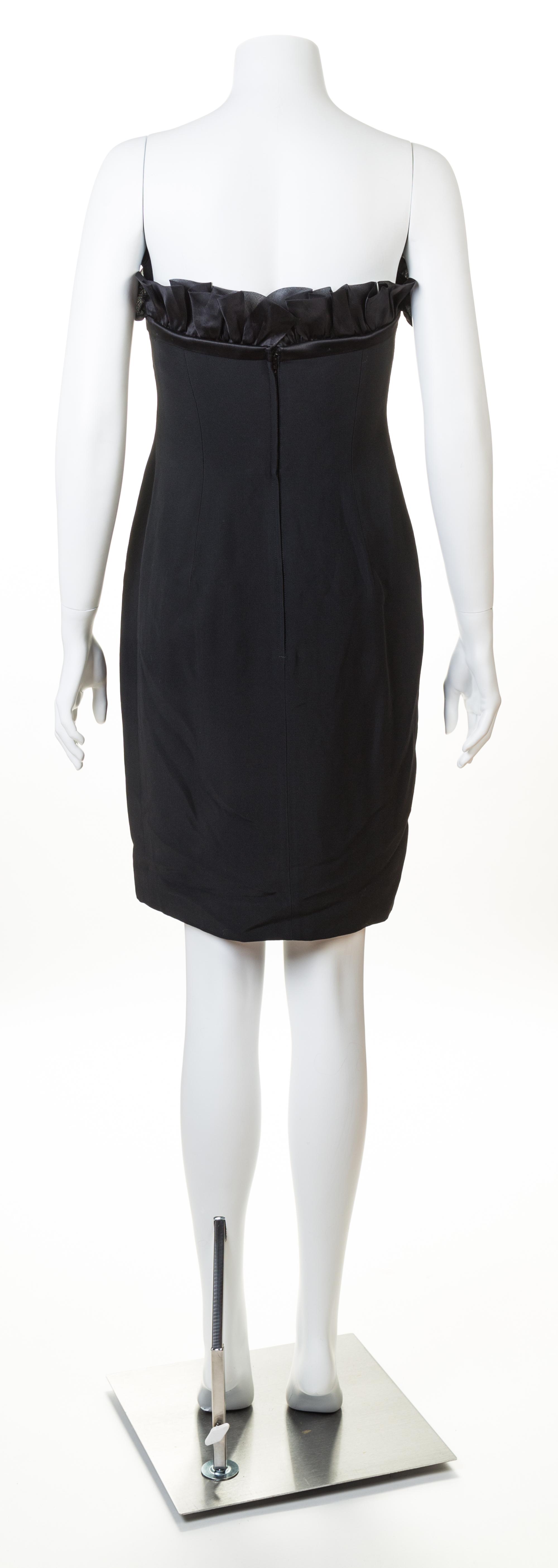 An Alberta Ferretti Black Silk Strapless Dress, Size 12.
