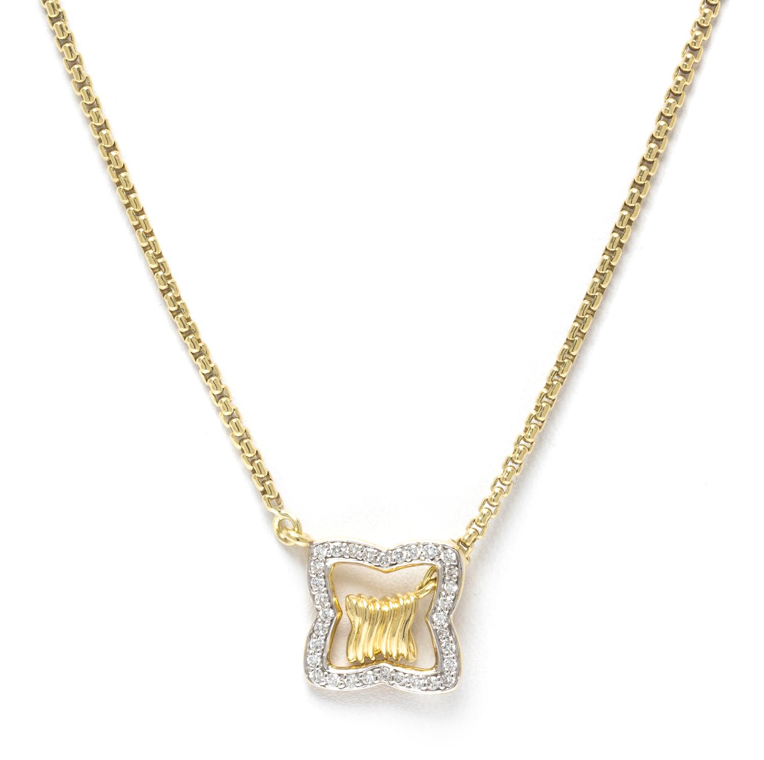 An 18 Karat Yellow Gold and Diamond Lariat Style Necklace, David Yurman, 9.80 dwts.