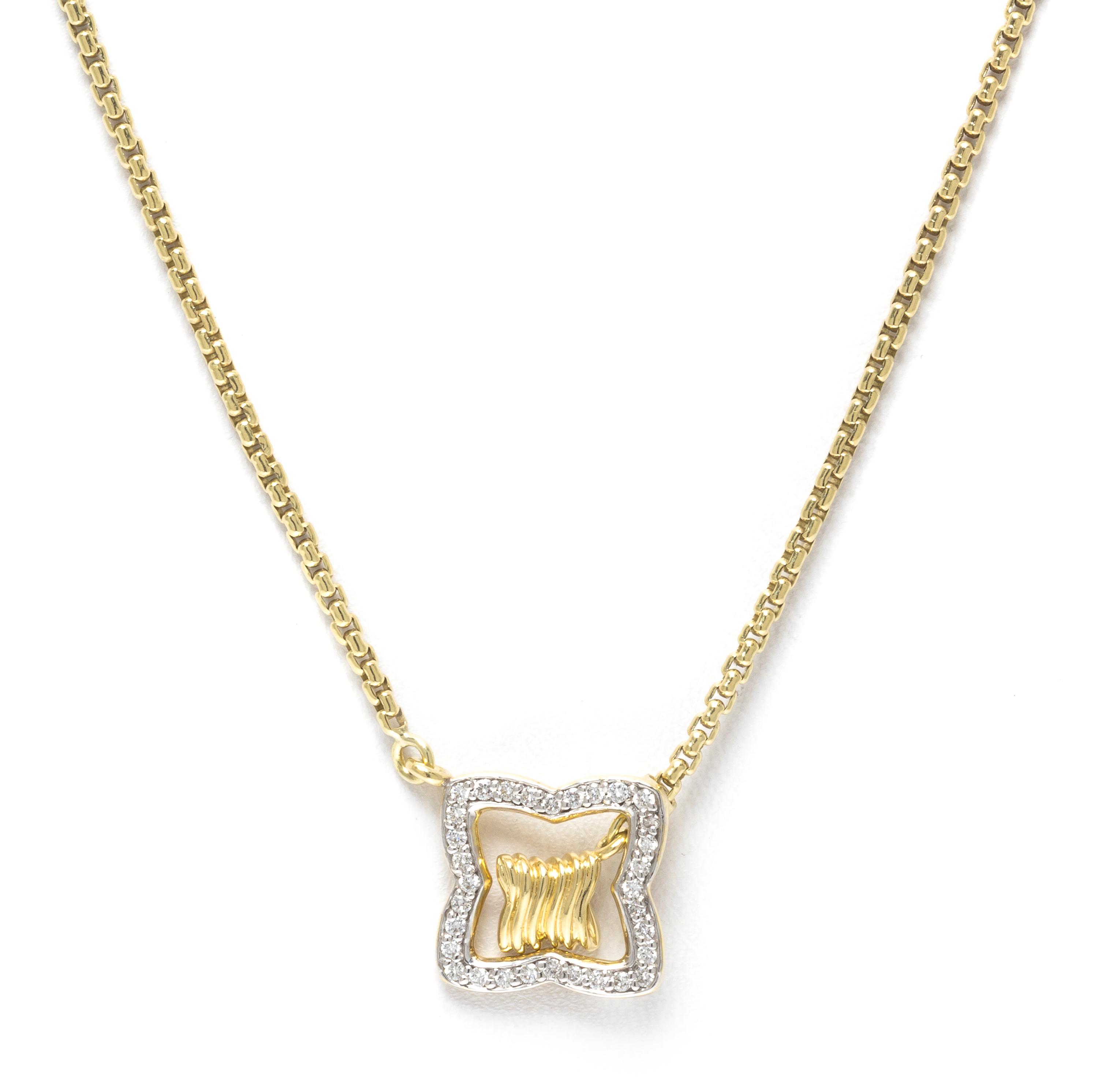 An 18 Karat Yellow Gold and Diamond Lariat Style Necklace, David Yurman, 9.80 dwts.