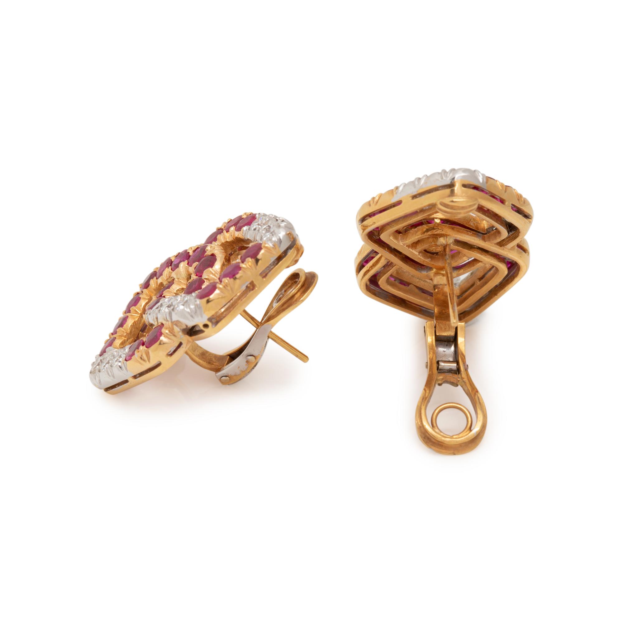 RUBY AND DIAMOND EARCLIPS
