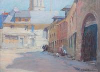 Charles Boutwood, (British, 1856-1941), Streetscape with People