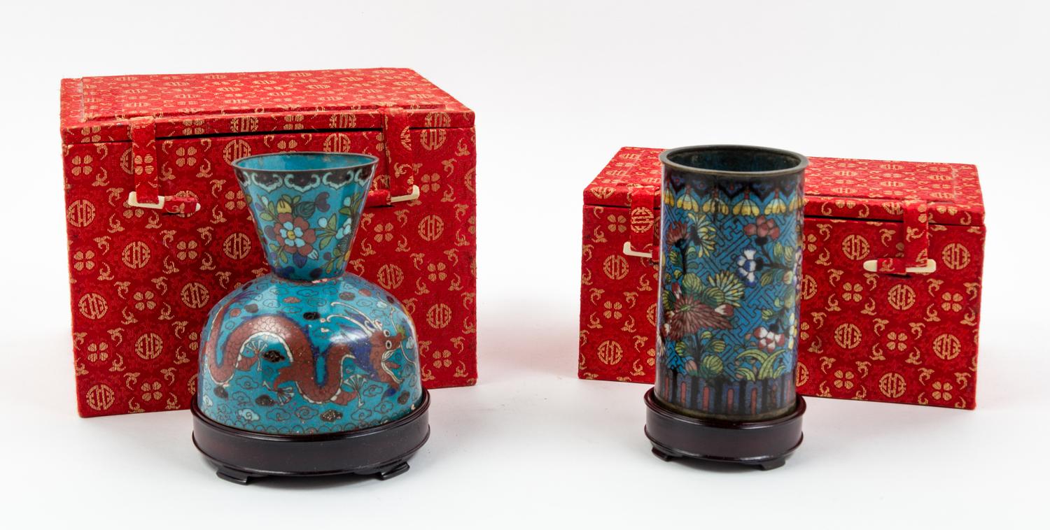 Two Chinese Cloisonne Vessels Height of first 4 5/8 inches.