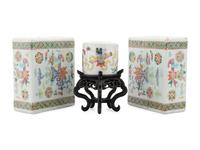 Three Chinese Famille Rose Porcelain Articles