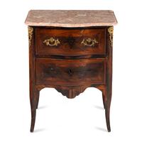 A Louis XV Gilt Bronze Mounted Marble-Top Small Commode