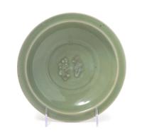 A Longquan Celadon Glazed Porcelain Plate Diameter 8 inches.