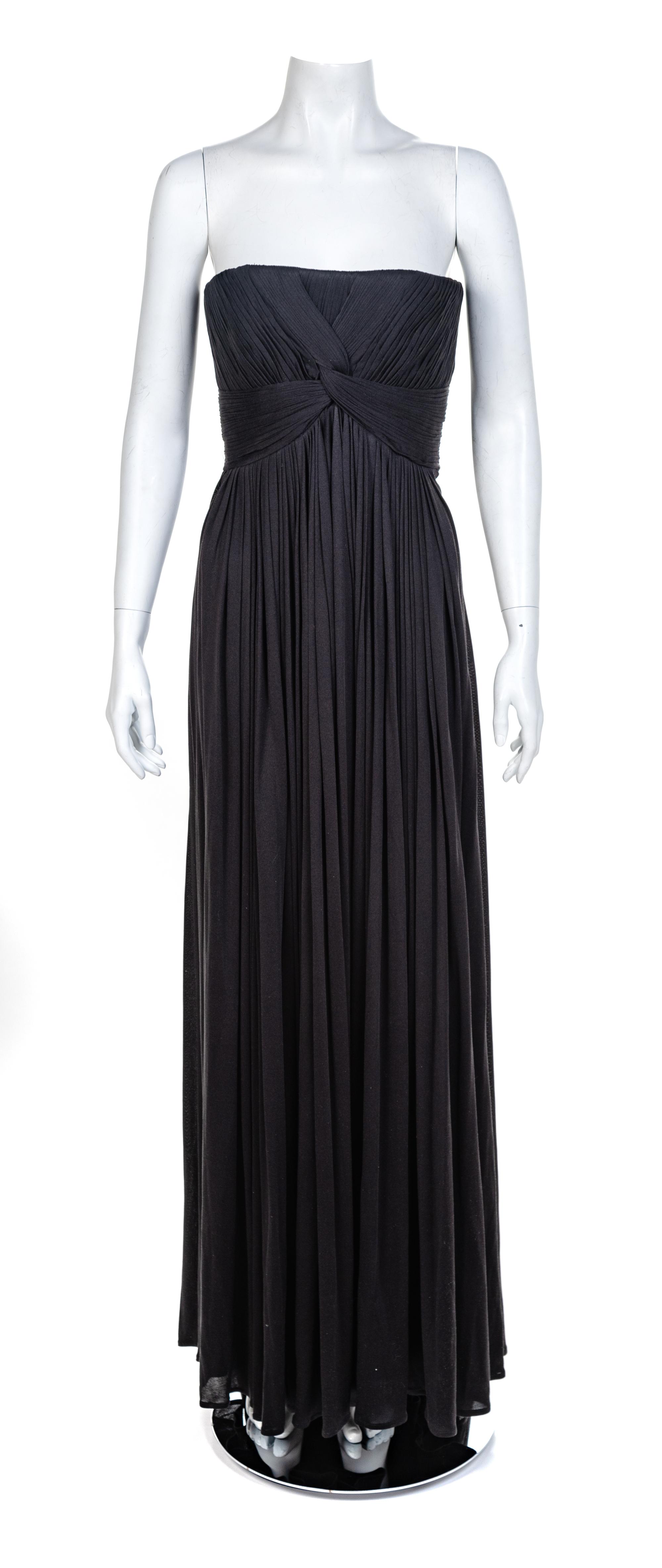 Lloyd Klein Black Strapless Silk Knit Dress, 1990-2000s No size label
