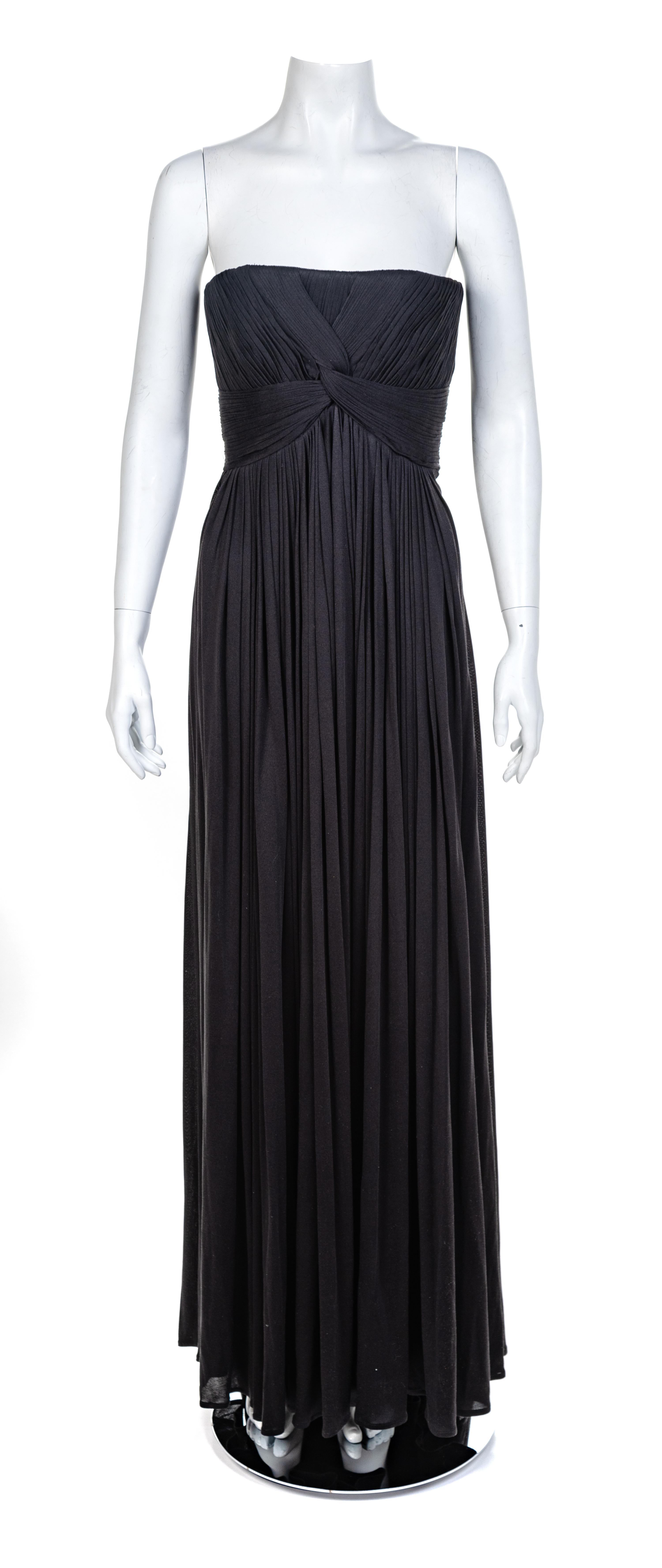 Lloyd Klein Black Strapless Silk Knit Dress, 1990-2000s No size label