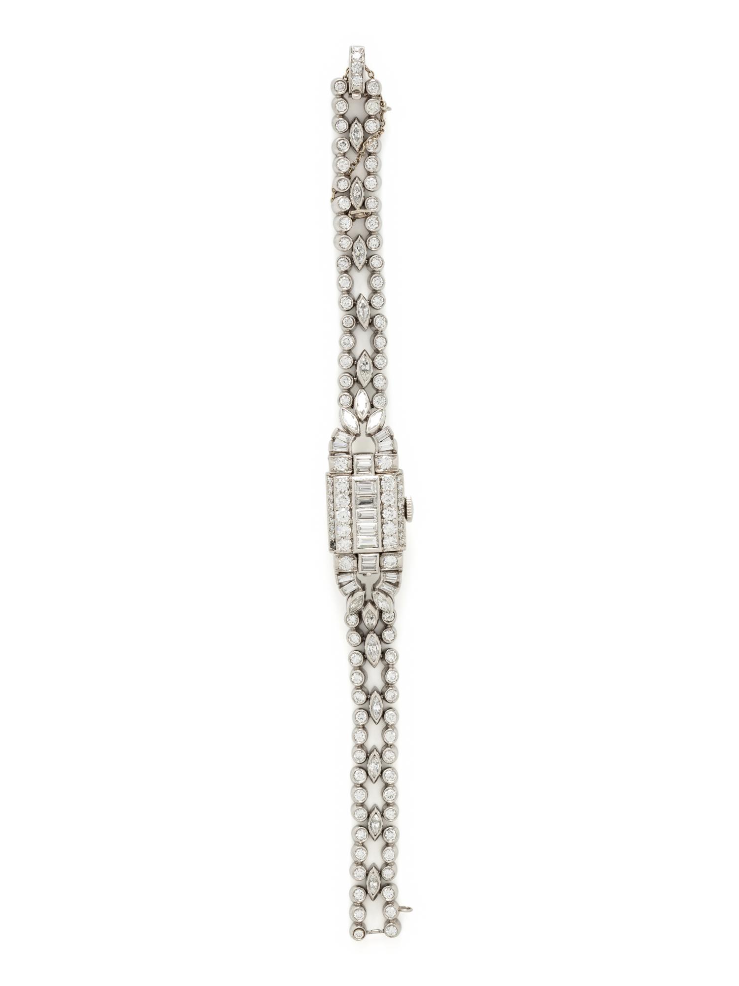HAMILTON, PLATINUM AND DIAMOND SURPRISE WATCH