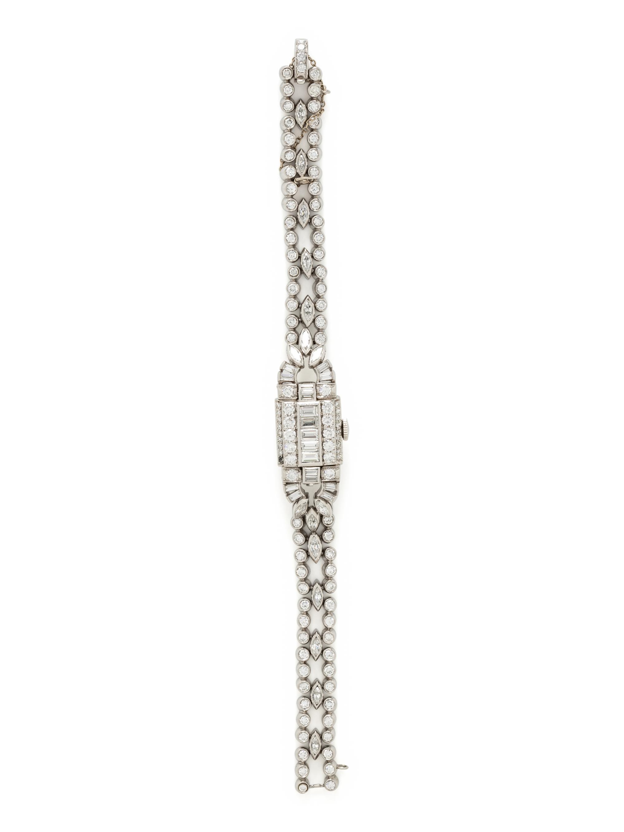 HAMILTON, PLATINUM AND DIAMOND SURPRISE WATCH