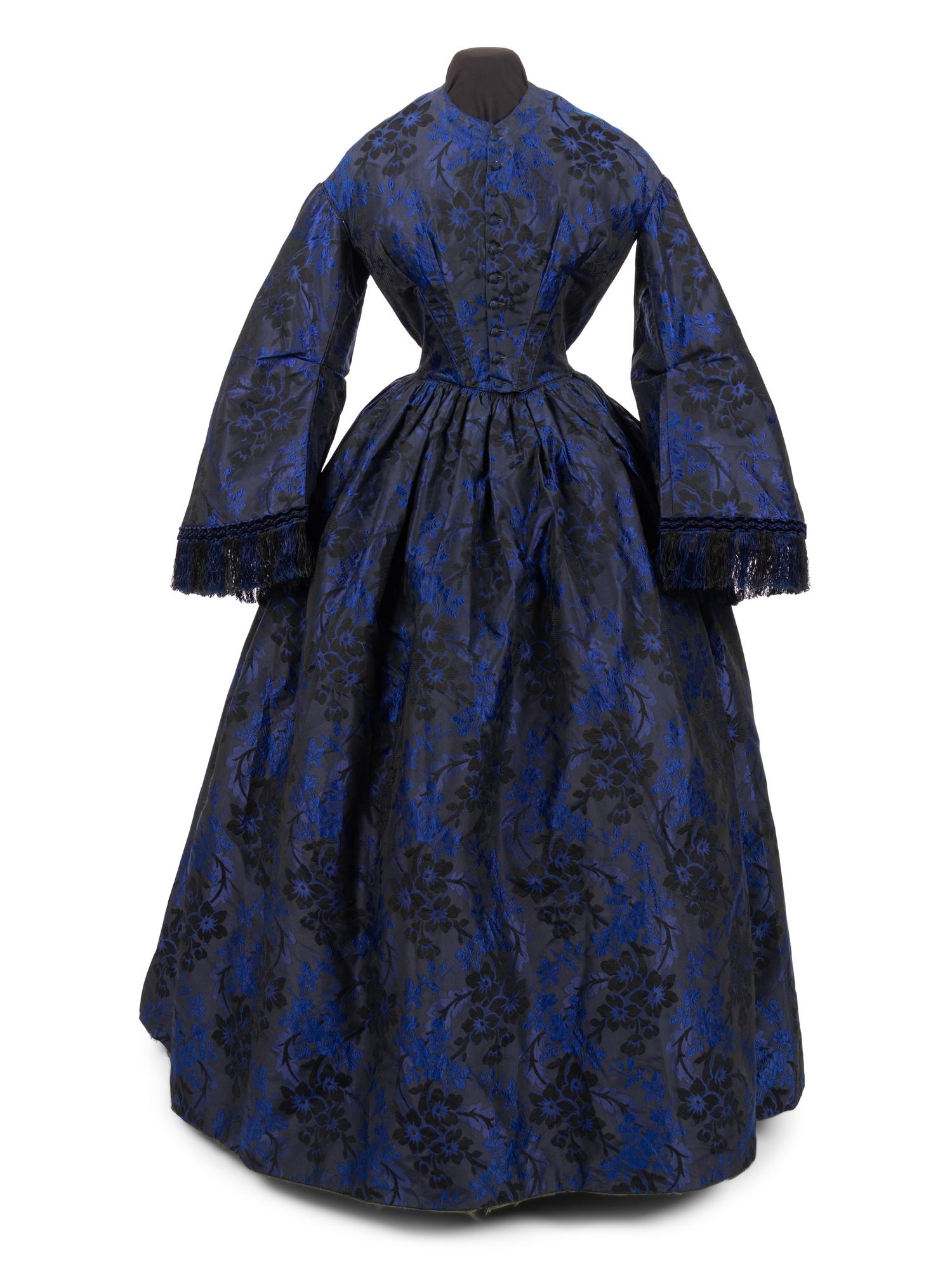Floral Silk Jacquard Dress, 1860s