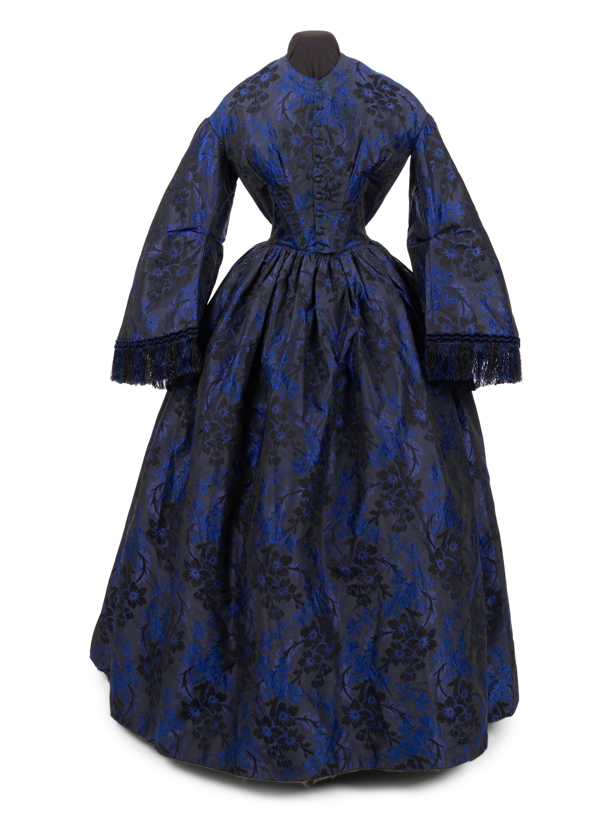Floral Silk Jacquard Dress, 1860s
