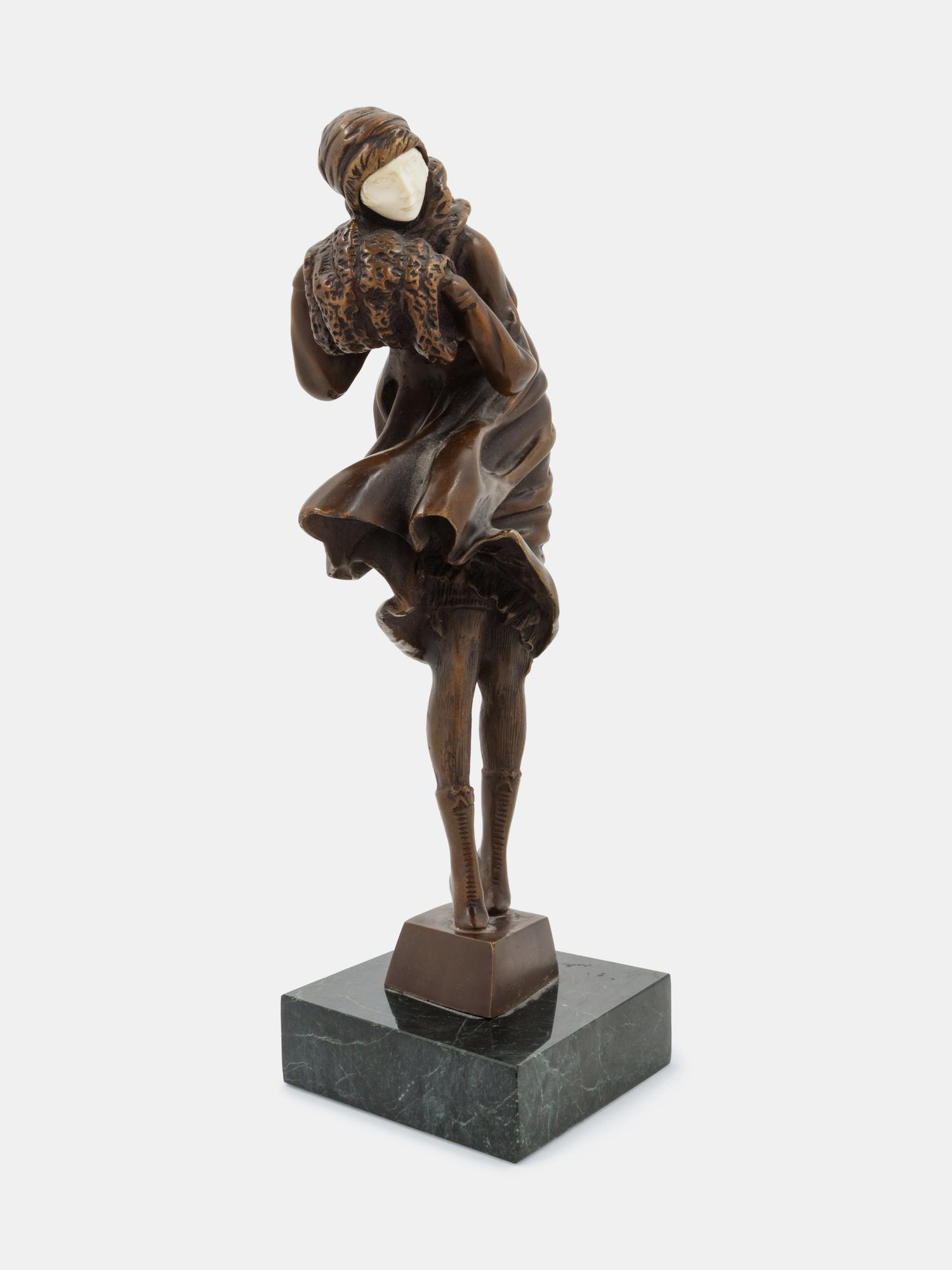 Art Deco Sculpture of a Windswept Lady