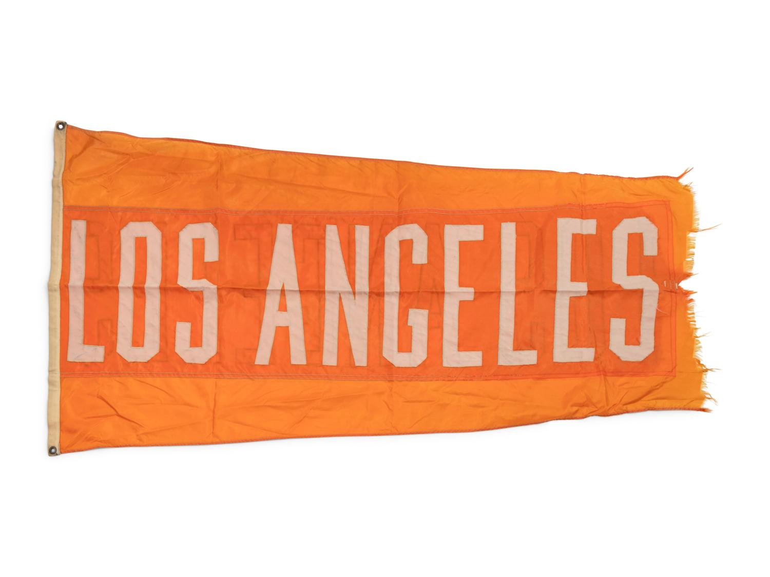 A Los Angeles Flag Once Flown on Wrigley Field Scoreboard Collected by Former Chicago Cubs Wrigley Field Head Scorekeeper,
