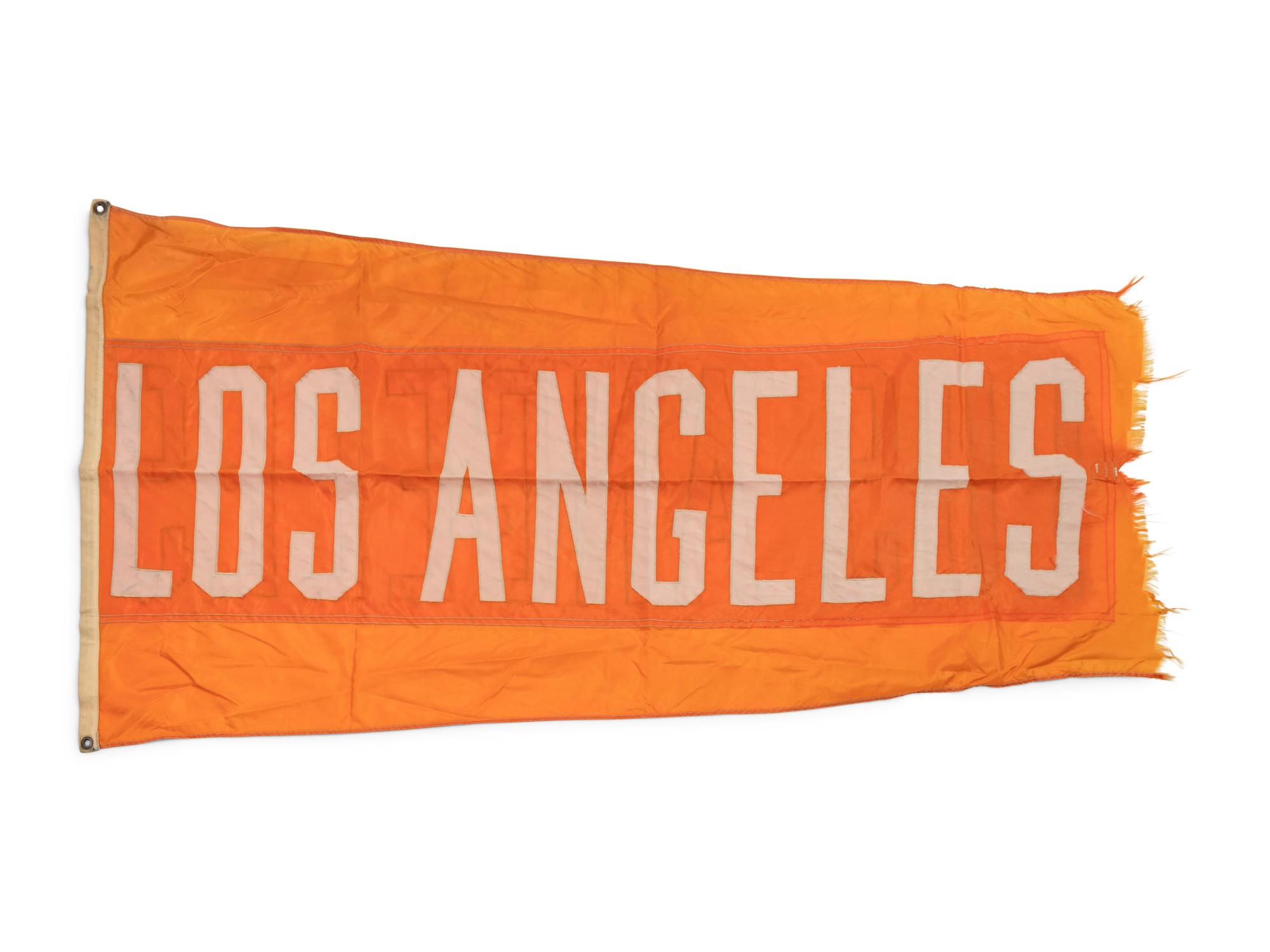 A Los Angeles Flag Once Flown on Wrigley Field Scoreboard Collected by Former Chicago Cubs Wrigley Field Head Scorekeeper,