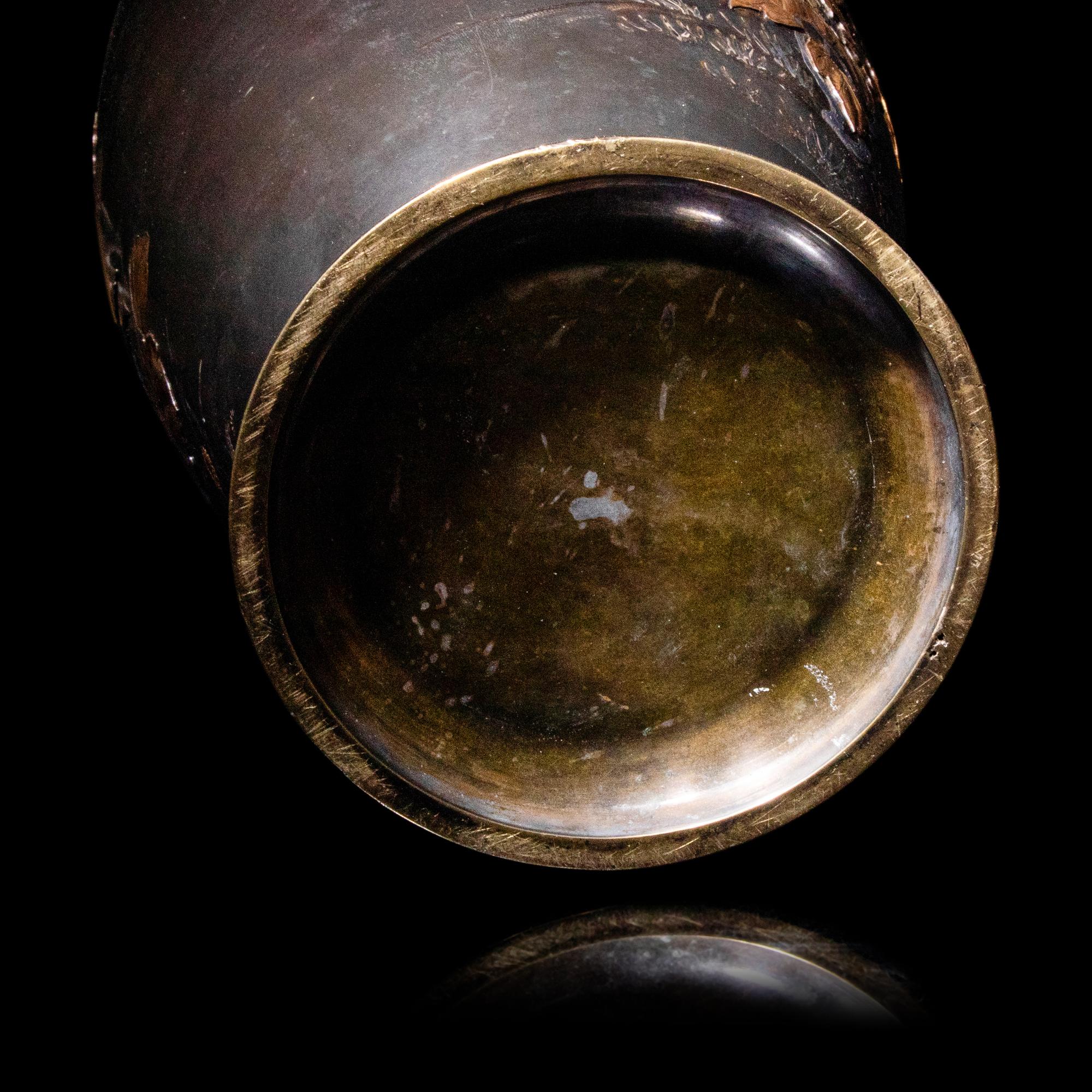 A Pair of Japanese Bronze and Mixed-Metal Baluster Vases, Meiji Period, Late 19th Century