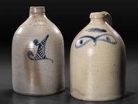 Two Cobalt-Decorated Stoneware One Gallon Jugs