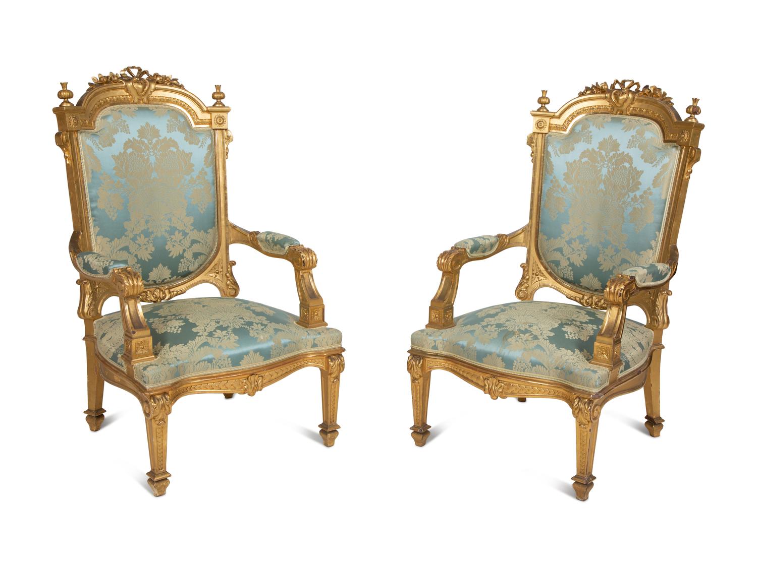 A Napoleon III Giltwood Seven-Piece Salon Suite