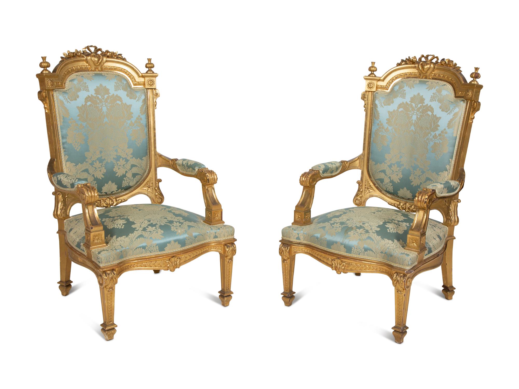 A Napoleon III Giltwood Seven-Piece Salon Suite