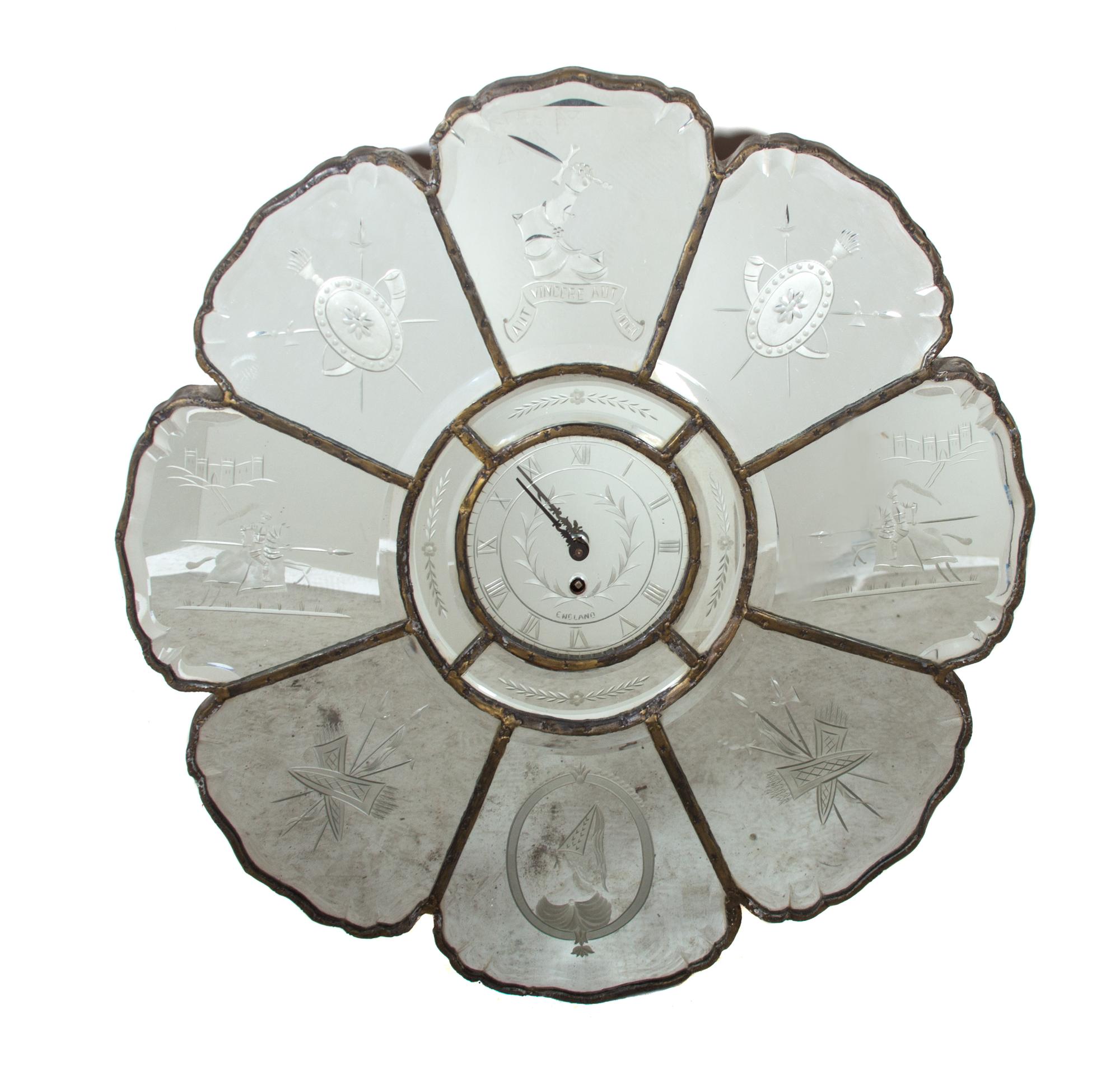 A Venetian Etched Glass Floral-Form Wall Clock Diameter 25 inches. — 20TH CENTURY