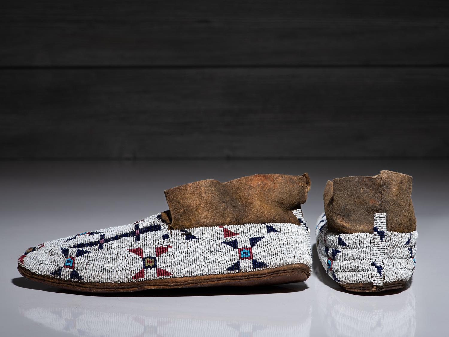 Cheyenne Beaded Hide Moccasins