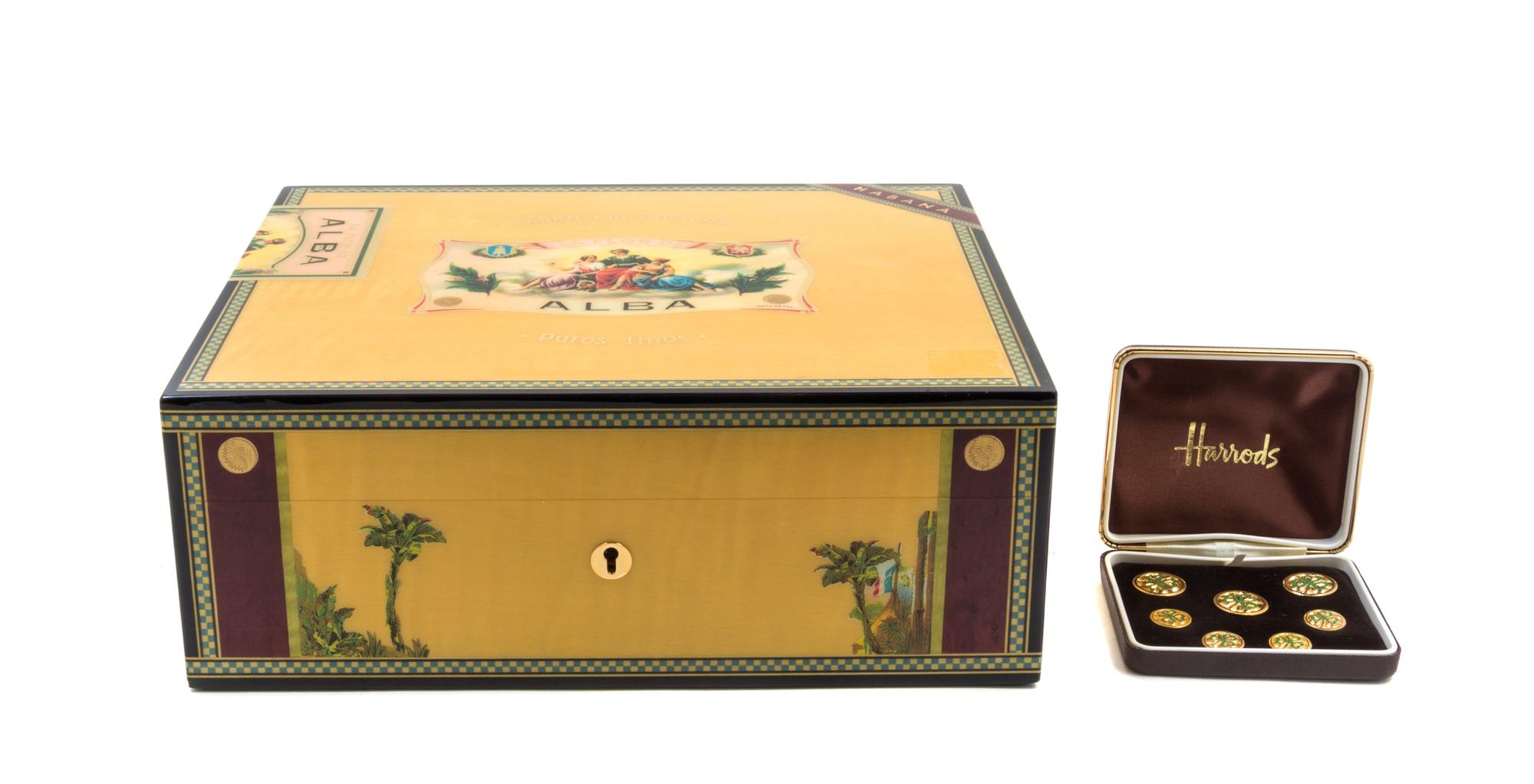 A Chrome Mounted Leather Smoking Set Width of tray 21 inches. — 20TH CENTURY