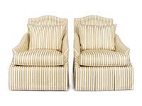 A Pair of Marge Carson Striped Silk-Upholstered Lounge Chairs with Scalamandré Upholstery