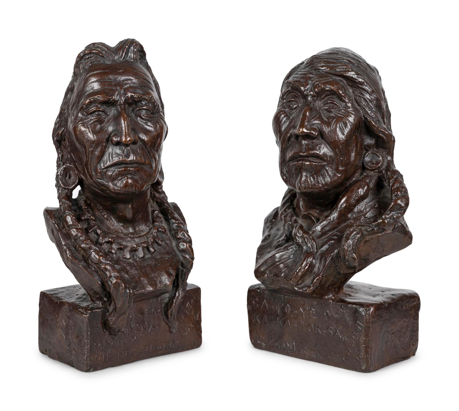 Seven Sculptures: Last Star , Calf-Tail, Two-Gun-White-Calf, Eagle-Calf, Medicine-Bossribs, Turtle and Weasel Feather , edition 8/30