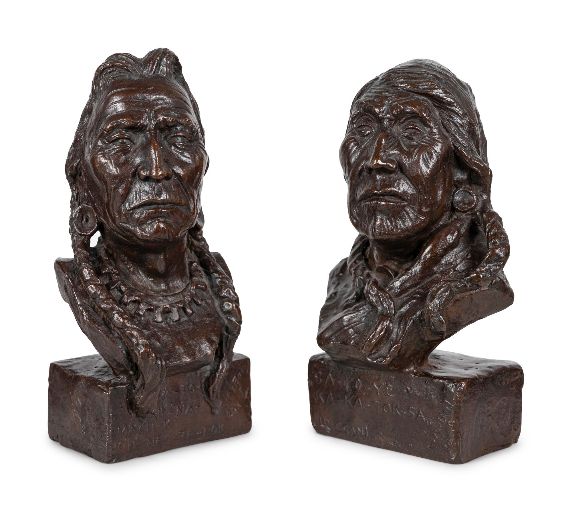 Seven Sculptures: Last Star , Calf-Tail, Two-Gun-White-Calf, Eagle-Calf, Medicine-Bossribs, Turtle and Weasel Feather , edition 8/30