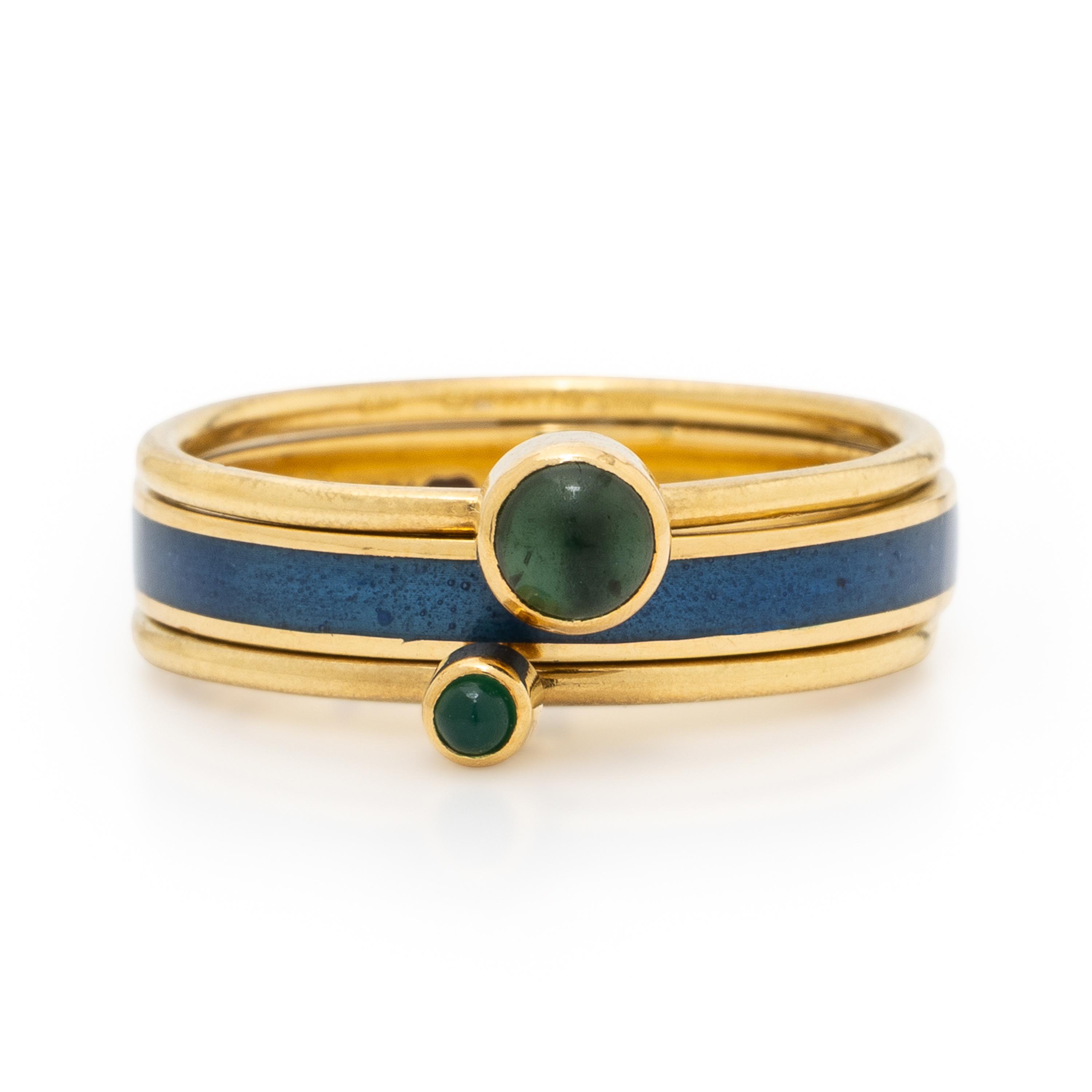 Wendy Ramshaw, Ring Set of Three Yellow Gold Stacking Rings