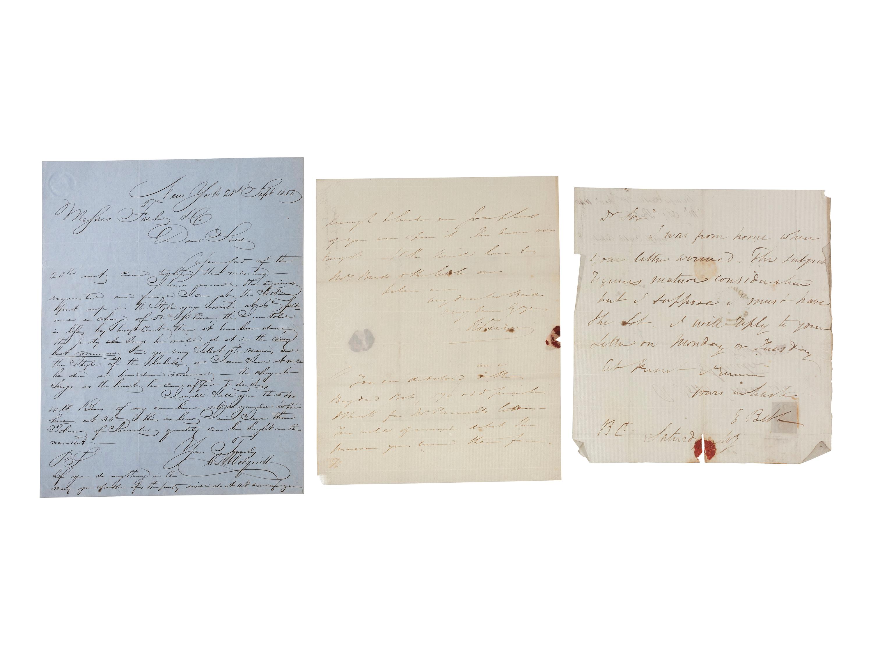 [MASSACHUSETTS]. A group of documents related to the prominent Boston, Massachusetts, firm of Fisher & Co., including: