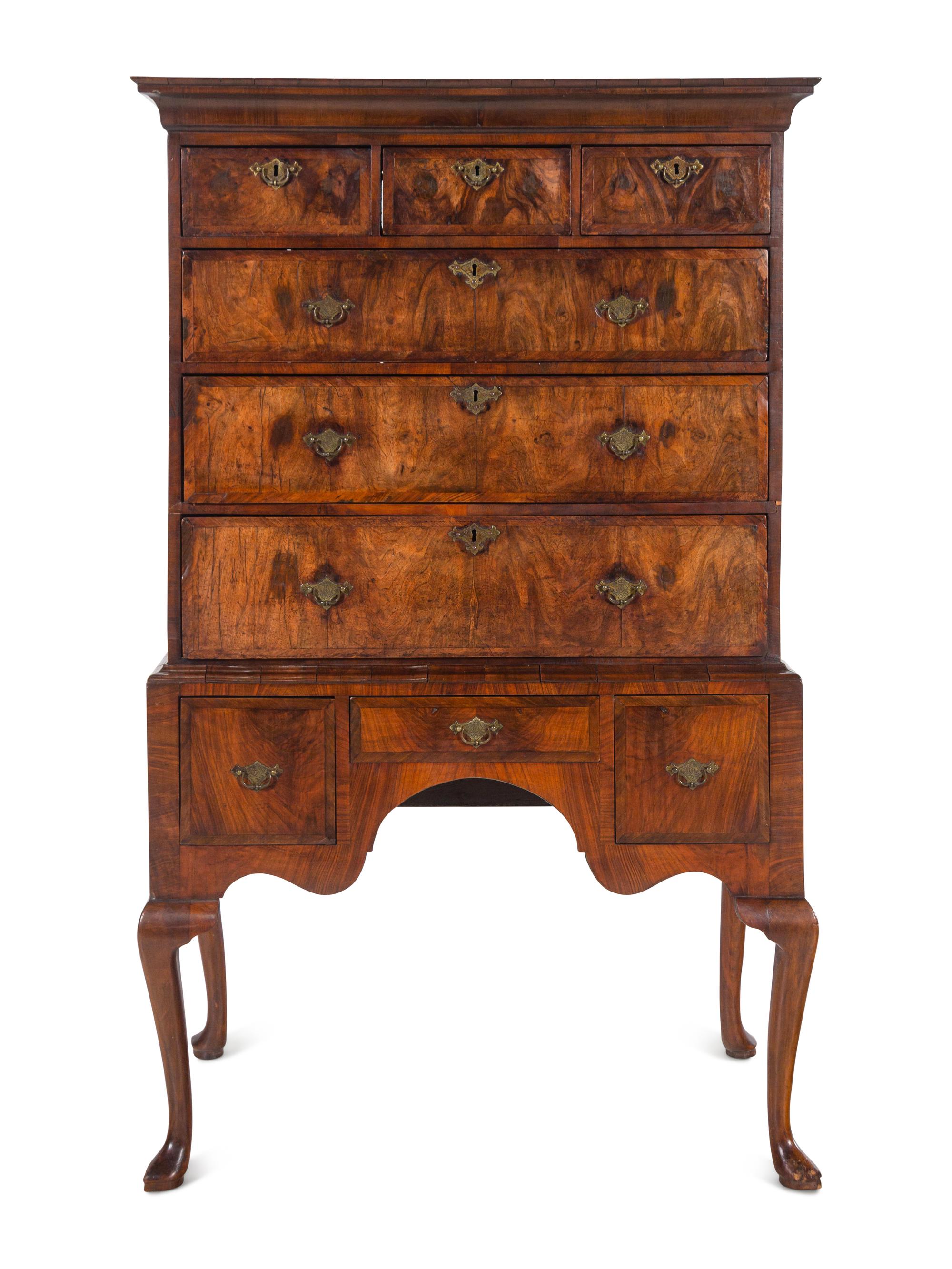A George I Walnut Chest on Stand