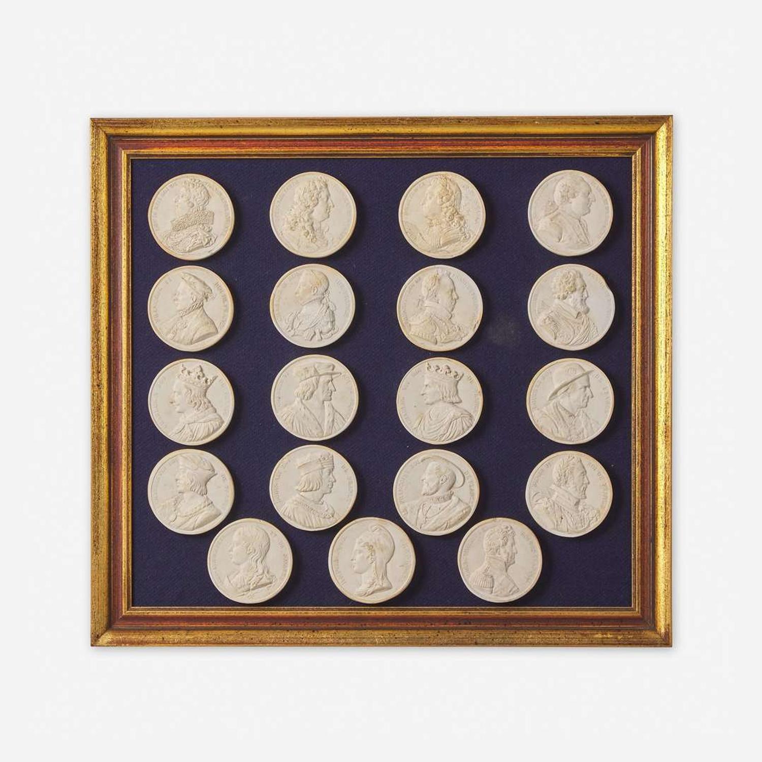 A Group of Six Framed Sets of Italian Plaster Intaglio Impressions 19th century