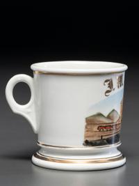 A Porcelain Occupational Shaving Mug Depicting a Coal Yard