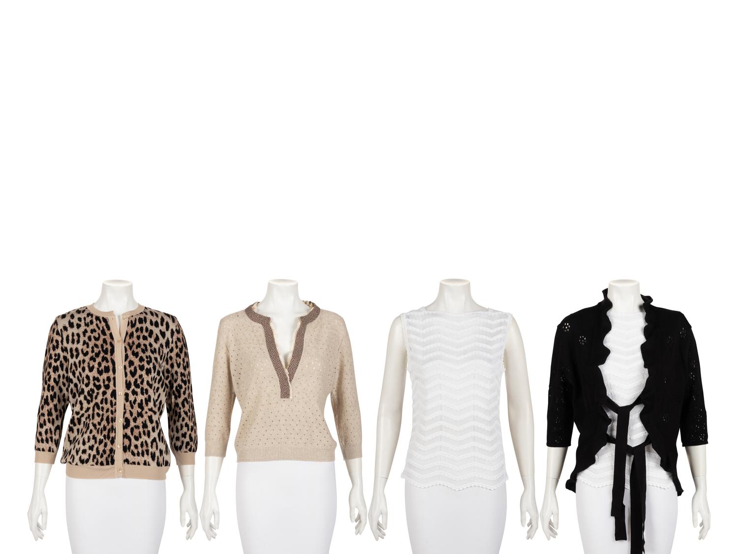 Four Valentino Knit Tops: One Cardigan, One Sweater, One Shell, One Tie Waist Cardigan, 2000s