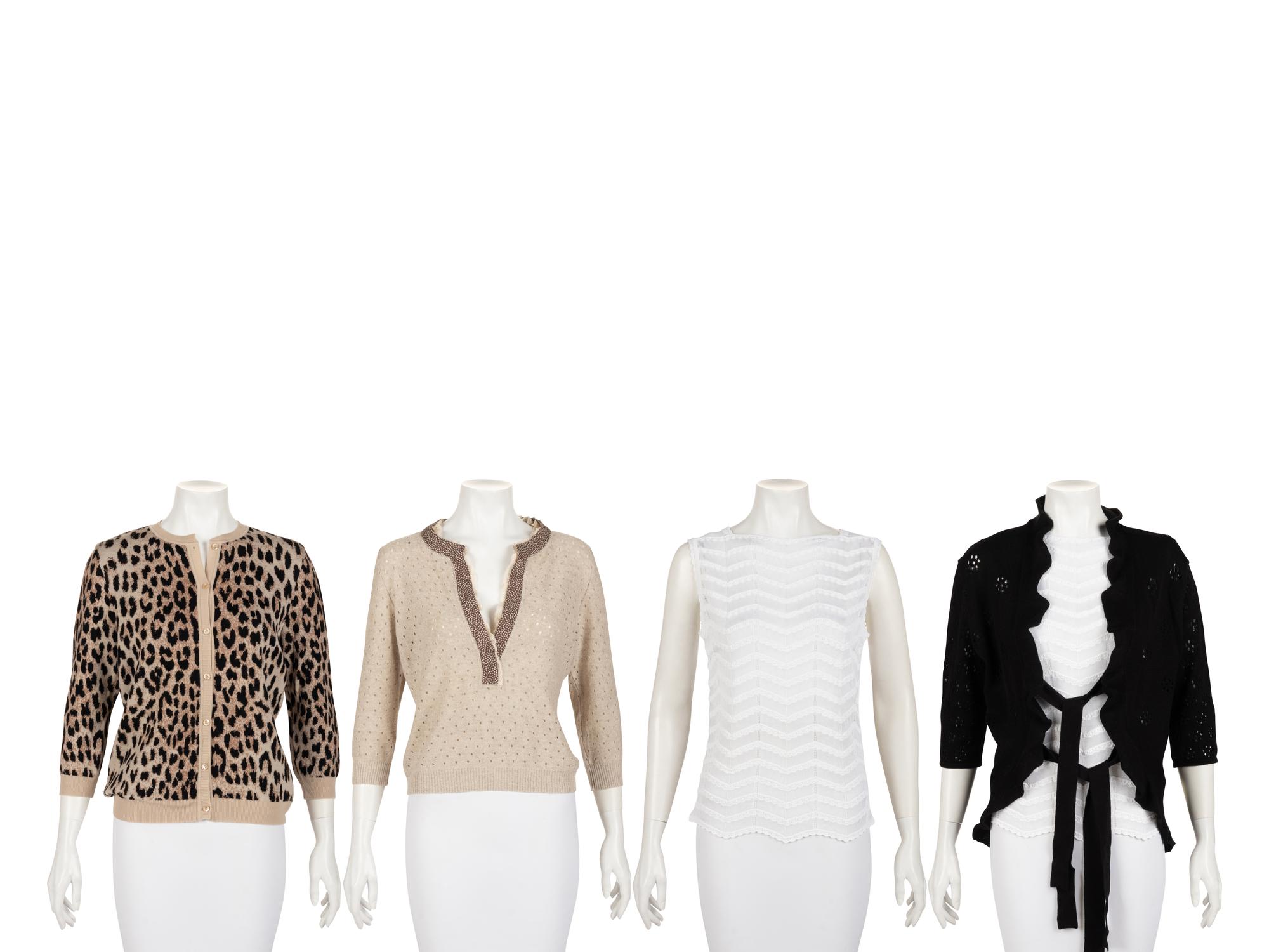 Four Valentino Knit Tops: One Cardigan, One Sweater, One Shell, One Tie Waist Cardigan, 2000s