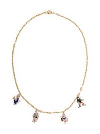YELLOW GOLD AND ENAMEL 'THREE LITTLE PIGS' CHARM NECKLACE