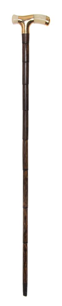 An American Ivory and 14 Karat Gold Handled Cane, Gorham, Length of handle 2 1/4 x length overall 35 1/4 inches.