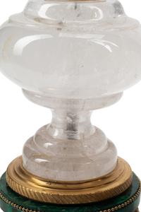 A Pair of Rock Crystal and Malachite Table Lamps