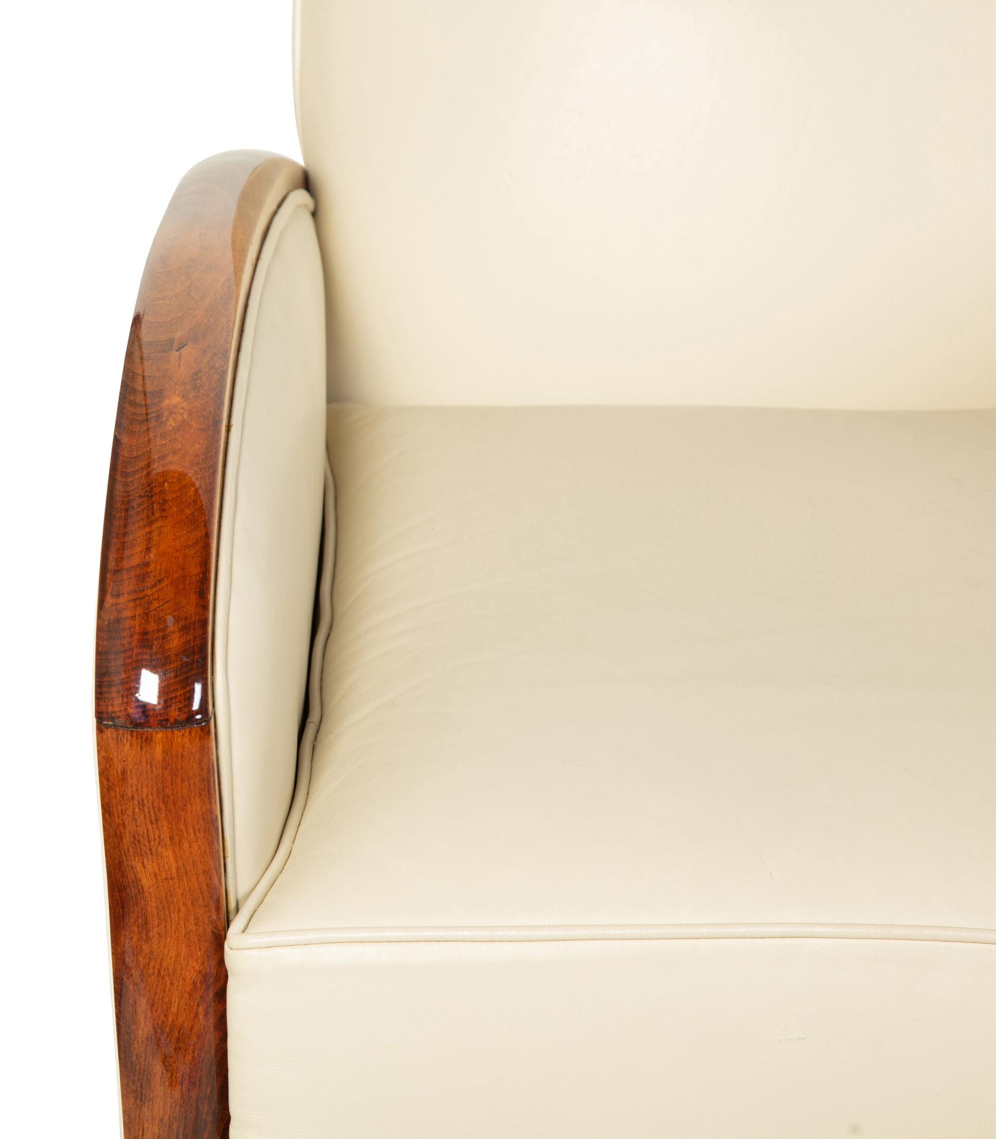 A Pair of Art Deco Rosewood and Leather Lounge Chairs — 20TH CENTURY